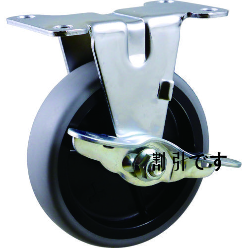ハンマー　Ｅシリーズ固定式エラストマー車輪（ＰＰホイール）１００ｍｍ　ストッパー付　